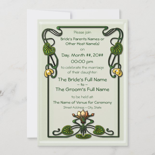 Nouveau Lilies (Wedding Invitation) Invitation (Front)