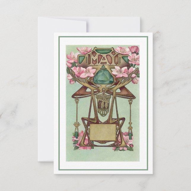 Nouveau May gemini zodiac birthday invitation (Front)