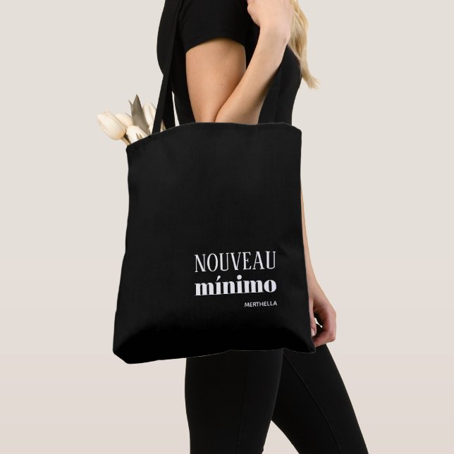 NOUVEAU MINIMO Stylish Personalized Black Tote Bag (Close Up)