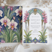 Nouveau Orchid Garden Wedding Invitation