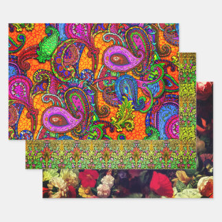 Nouveau Paisley Floral Sampler Wrapping Paper Sheets