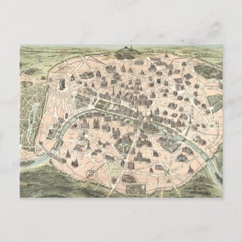 Nouveau Paris Monumental Map Postcard by ThinxShop at Zazzle