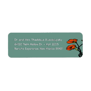 Nouveau Poppies on Patina Green (Return Address) Label