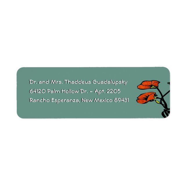 Nouveau Poppies on Patina Green (Return Address) Label (Front)