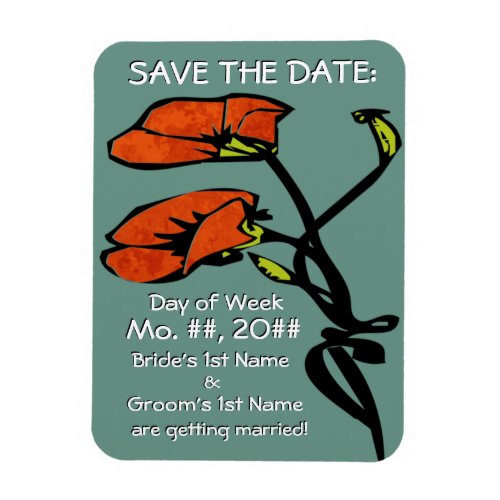Nouveau Poppies Save The Date Magnet Magnet