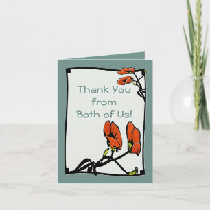 Nouveau Poppies (Thank You From Both Note) Letterpress Thank You Card