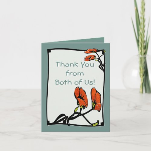 Nouveau Poppies Thank You From Both Note Thank You Card