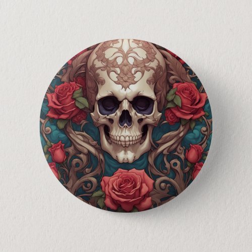 nouveau skull badge button