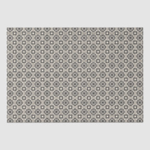Nouveau Spanish Tile Pattern Black and Cream Tissue Paper