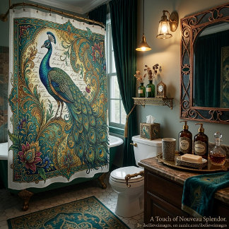 Nouveau splendor vintage paisley floral peacock shower curtain