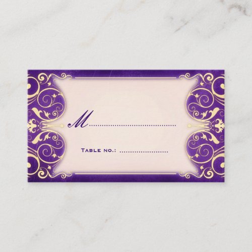 Nouveau Victorian Gold Aubergine Table Escort Card Business Card Template