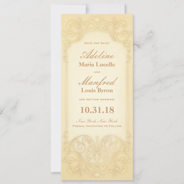 Nouveau Victorian: Pale Gold Fancy Save the Date (Front)