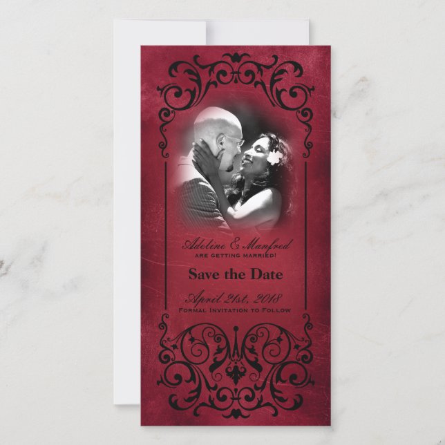 Nouveau Victorian: Red & Black Save the Date (Front)