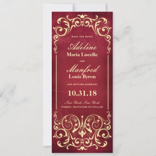 Nouveau Victorian: Red &amp; Gold Save the Date