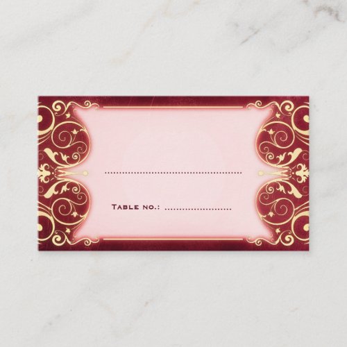 Nouveau Victorian: Red &amp; Gold Table Escort Card Business Card Templates