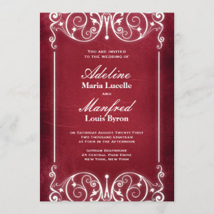 Nouveau Victorian: Red & White Wedding Invitation