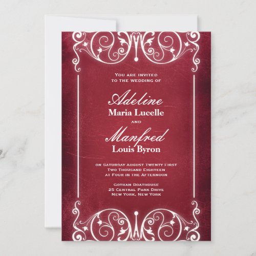 Nouveau Victorian: Red &amp; White Wedding Invitations