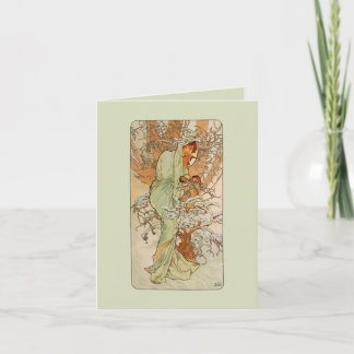 Nouveau Winter Girl Note Card