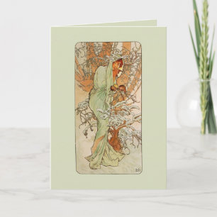Nouveau Winter Girl Solstice Greeting Card