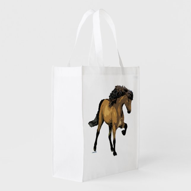 Nouvelle Vogue Buckskin Horse Reusable Grocery Bag (Back Side)