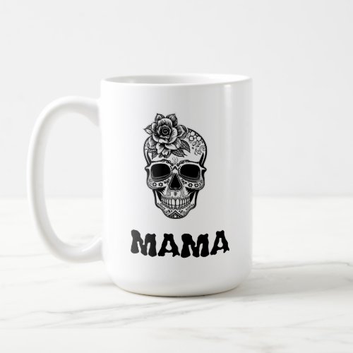 NOVA Black Floral Skull Halloween Mom Coffee Cup