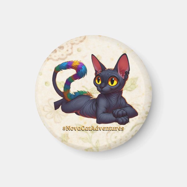 Nova Cat Adventures – Egyptian-Inspired Black Cat  Magnet (Front)
