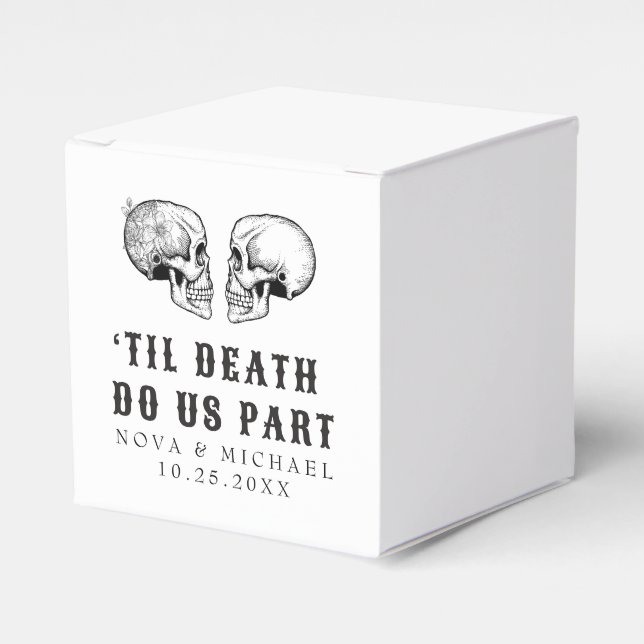 NOVA Gothic Floral Skull Til Death Wedding Favor Boxes (Front Side)