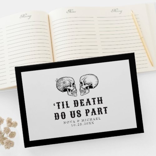 NOVA Gothic Floral Skull Til Death Wedding Guest Book