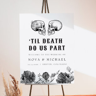 NOVA Gothic Floral Skull Til Death Wedding Welcome Foam Board