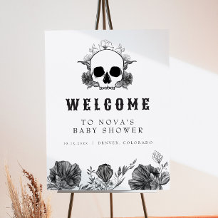 NOVA Gothic Skull Little Boo Baby Shower Welcome Foam Board