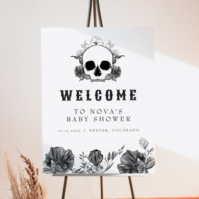 NOVA Gothic Skull Little Boo Baby Shower Welcome Foam Board (Creator Uploaded)