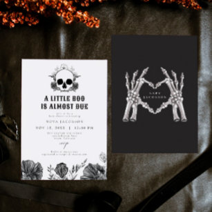 NOVA Gothic Skull Little Boo Halloween Baby Shower Invitation