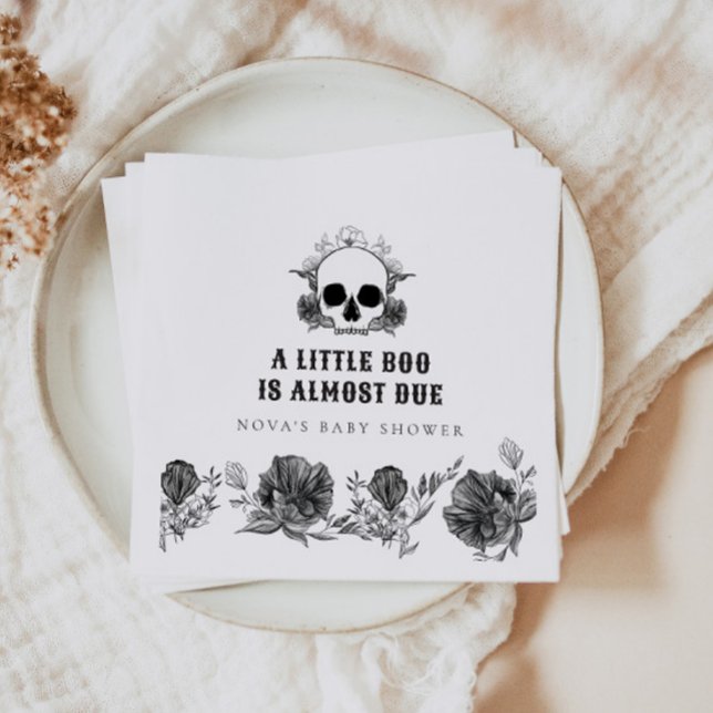 NOVA Gothic Skull Little Boo Halloween Baby Shower Napkins (Creator Uploaded)