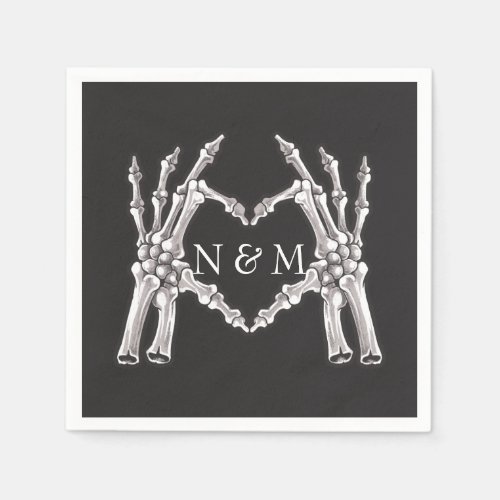 NOVA Halloween Skeleton Heart Hands Wedding Napkins