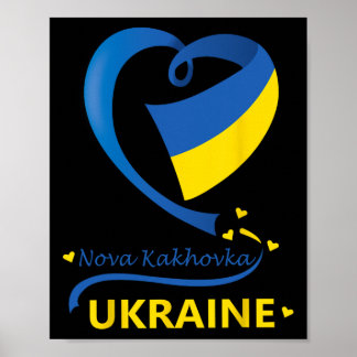 Nova Kakhovka Ukraine National Flag Heart Emblem C Poster