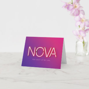 Nova name in neon lights card