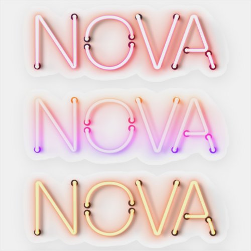 Nova name in neon lights x3 sticker