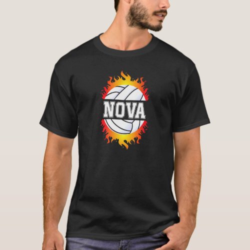 Nova Name Volleyball Player Girls Ball and Net Spo T_Shirt