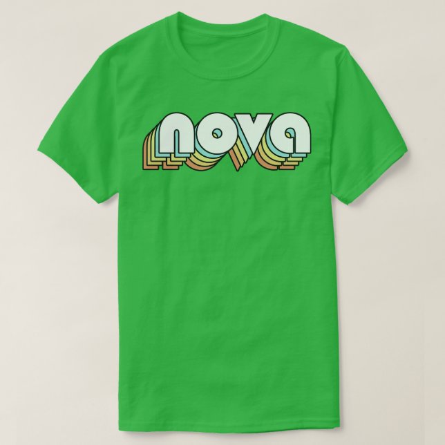 Nova Retro Rainbow Typography Faded Style T-Shirt (Design Front)