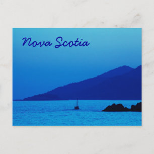 Nova Scotia blue sunset with boat postcard