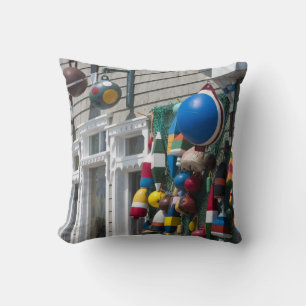 Nova Scotia, Canada. Buoy shop in Blue Rocks in Throw Pillow