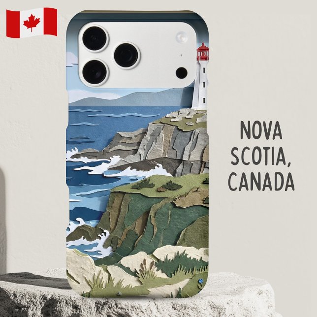 Nova Scotia Canada Lighthouse Layered Paper Art iPhone Case (Creator Uploaded)