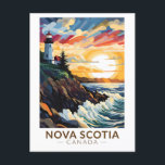 Nova Scotia Canada Lighthouse Travel Art Vintage Postcard<br><div class="desc">Nova Scotia retro vector travel design. Nova Scotia is almost entirely surrounded by water and is home to over 13, 000km of coastline,  thousands of lakes,  lush valleys,  four UNESCO World Heritage Sites,  the world's highest tides and whales!</div>