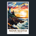 Nova Scotia Canada Lighthouse Travel Art Vintage Poster<br><div class="desc">Nova Scotia retro vector travel design. Nova Scotia is almost entirely surrounded by water and is home to over 13, 000km of coastline,  thousands of lakes,  lush valleys,  four UNESCO World Heritage Sites,  the world's highest tides and whales!</div>