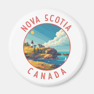 Nova Scotia Canada Retro Distressed Circle Magnet
