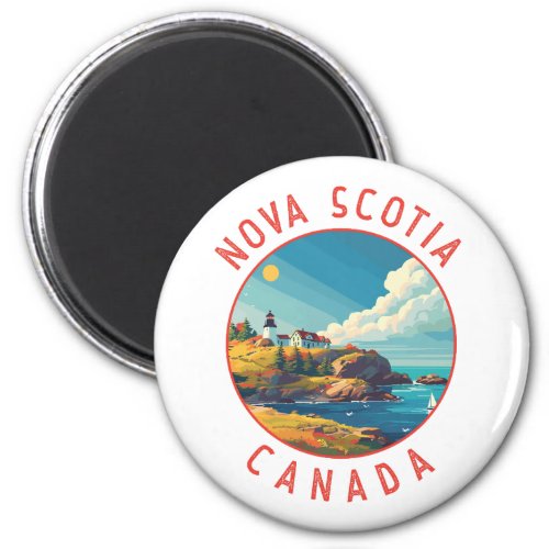 Nova Scotia Canada Retro Distressed Circle Magnet