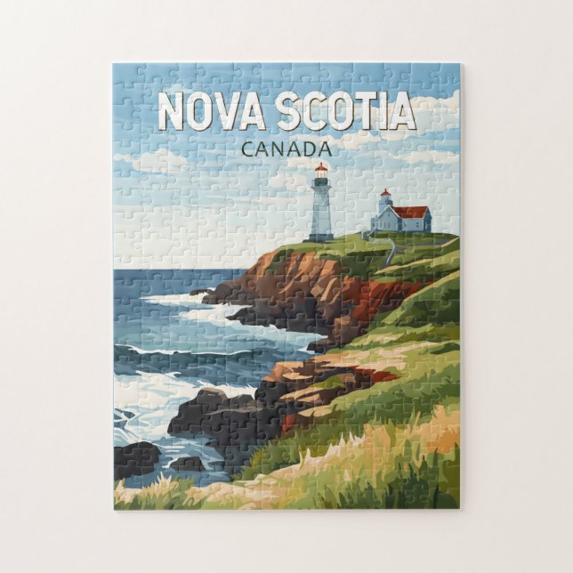 Nova Scotia Canada Travel Art Vintage Jigsaw Puzzle (Vertical)