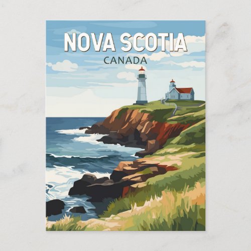 Nova Scotia Canada Travel Art Vintage Postcard