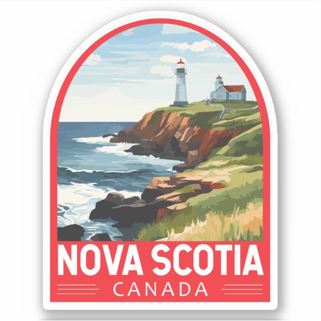 Nova Scotia Canada Travel Art Vintage Sticker (Front)