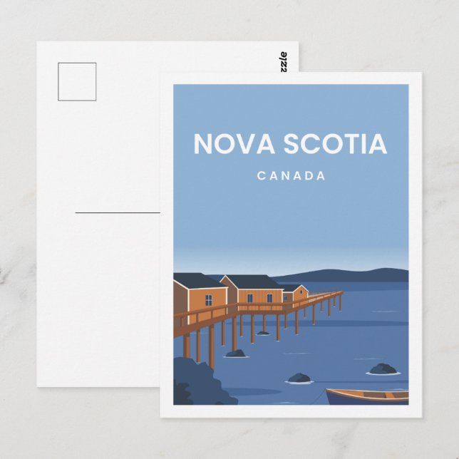 Nova Scotia Canada Travel Place Illustration Postcard (Front/Back)
